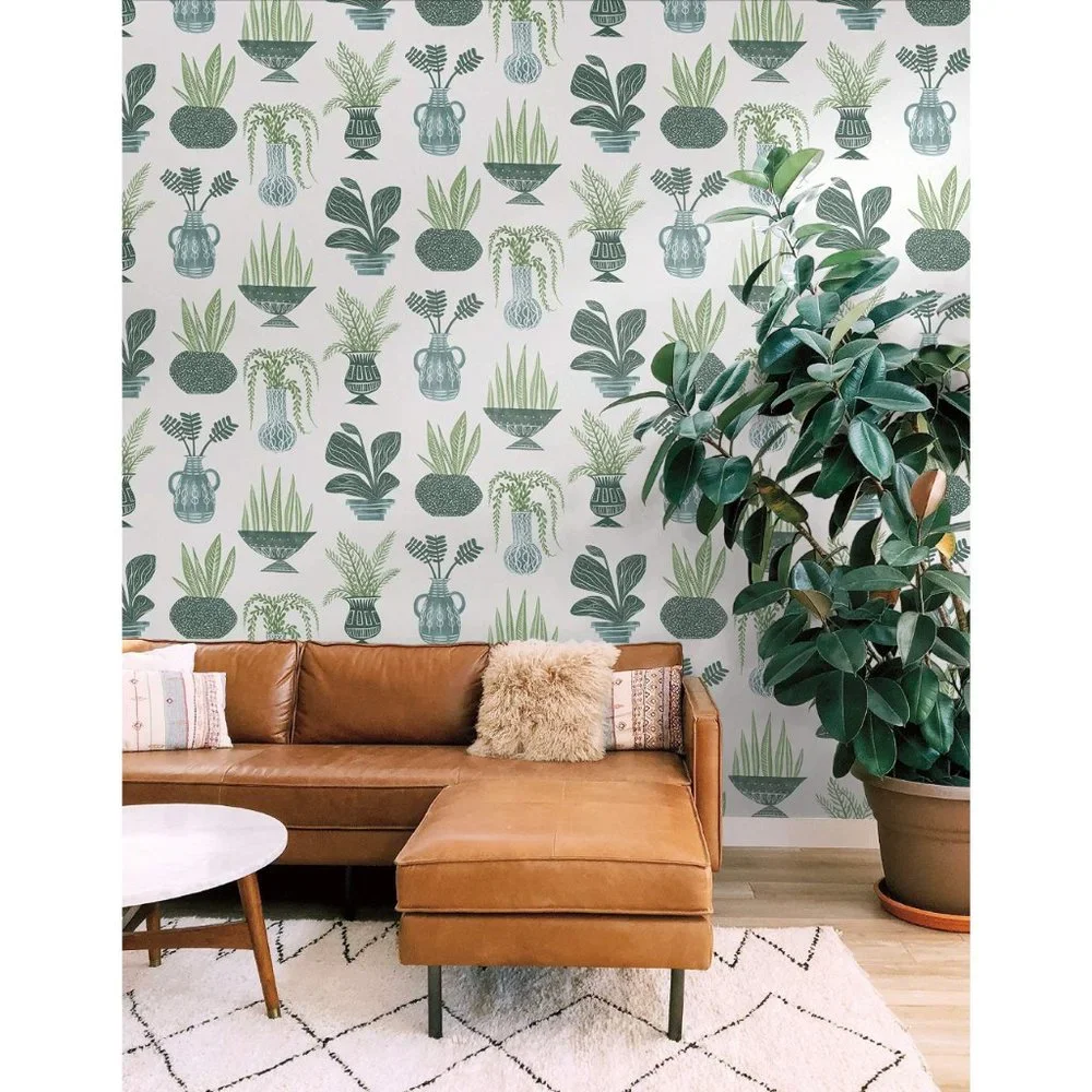 York Premium Peel and Stick Wallpaper in Green Plant Party Washable NWT+NWOT